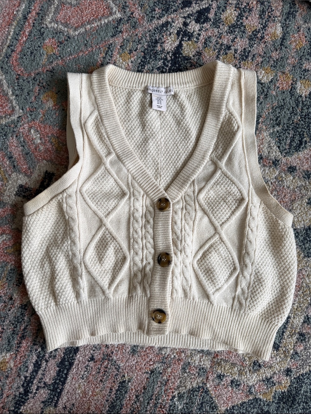 Sincerely Jules cable-knit crop sweater vest top XL